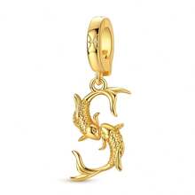 1 Stück 18K vergoldetes klassisches Vintage Zwölf Sternzeichen Kollektion Charm passend für originales Armband, Halskette, Anhänger, Perlen für DIY Schmuckherstellung, ideale Wahl für täglichen Schmuckzubehör von Frauen - überraschende Geburtstags Schmuckgeschenk - Gold - Übersicht 21