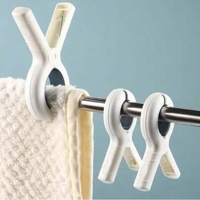 4pcs Thick Towel Clips, Thick Fabric Clips, Thick Plastic Clothesline Clips, Blanket Drying Clips, Windproof Sunshade Bedsheet Clips, Windproof Clothesline Clips, Beach Chair And Cruise Towel Clips, Outdoor Yard Towel Fixing Clips, Durable Waterproof Clips, Non-Slip Handles