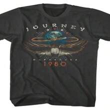 T-shirt avec l'artwork de l'album Journey 1980 - Graphique vintage d'un aigle et design cosmique, 100% coton doux, t-shirt unisexe à col rond décontracté pour hommes et femmes, vêtement de fan de musique, confort toutes saisons, t-shirt graphique rétro au confort ajusté, T-shirt Journey, tenues de vacances pour femmes, t-shirts pour hommes, vêtements Y2K, t-shirts graphiques, vêtements pour hommes, hauts d'été, tenue pour la fête des mères - Noir - Voir 5