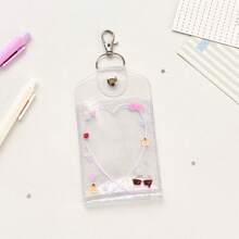 Aesthetic Transparent Photocard Holder, PVC Photo Protector With Keychain, Portable 3-Inch Card Display Case For Bag - Color - View 8