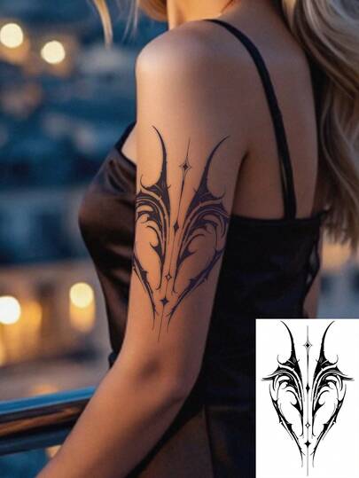 1pc Abby Style Thorn Line Tattoo Sticker, Niche Elegant Cool Disposable Waterproof Unique Design Temporary Tattoo