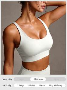 Soyun New Women's Peach-Shaped Bra, Criss-Cross Mesh Back Design, Built-In Padding, High-Intensity Anti-Slip Sports - White - View 6