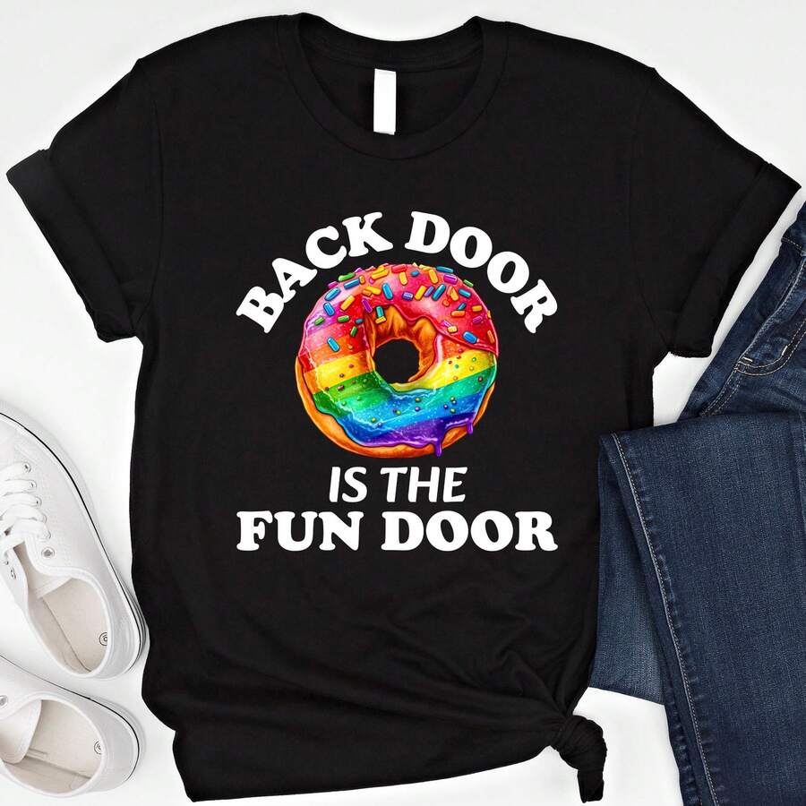 Door Is The Fun Door Dot T-Shirt, Humor Tee - Black - View 1