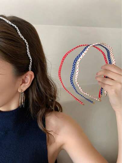 Retro French Polka Dot Thin Headband, Elegant Wavy Hair Hoop, Versatile Youthful Facial Wash Hair Accessory