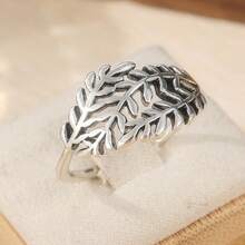 Vintage handgefertigter mehrschichtiger Blattring, vielseitig für Lässig- und Formelle Anlässe, exquisites Geschenk für Frauen - Silber - Übersicht 6