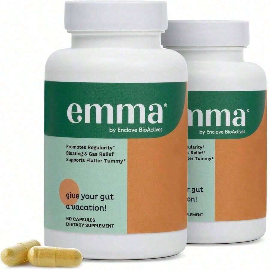Emma Gut Health Doctors Endorsed Supplement - 60 Capsules - Relief From Gas And Bloating, Repairs Leaky Gut With Magnesium, Berberine, Vitamin D, Quercetin & More - Gut Health & Colon Cleanse Formula Vitamins Supplements Chlorophyll Creatina Monohidratada Vitamins Probiotics For Women Protein Powder Quick Ship Items Creatina Colageno - 2bottle - 查看 1