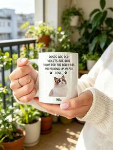 Customized Cute Cat Photo Mug, Personalized Pet Name Coffee Cup, Perfect Gift For Pet Lovers, Mother's Day, Father's Day, Birthday, Christmas - White - View 2