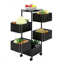 Square Trolley Basket Rk 5 Tier Kitchen Storage Vegetable Cart With Wheels - Multicolor - View 1