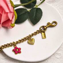 Vintage Gold Bag Charms Purse Extender Chain Floral Cute Wallet Keychain Accessories For Women's Handbags Bags Jeans - 金色花朵與蘋果 - 查看 3