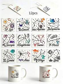 12pcs Zodiac Sign Outline Hollow Template, Reusable DIY Tool For Fabric, Ceramic, Wood, Wall, Gift Box, Greeting Card, Scrapbooking - Constellation Lines - View 10