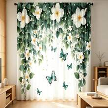 Bộ 2 rèm cửa phòng ngủ họa tiết dây leo xanh, cản sáng một phần, thiết kế treo bằng khoen, dễ lắp đặt và trượt êm. Rèm cửa phong cách đồng quê trang nhã cho phòng khách và nhà bếp, phù hợp để trang trí nhà cửa, trang trí phòng và phân chia không gian gia đình. Được làm từ chất liệu polyester, có thể giặt máy và giặt tay. - Nhiều màu - Xem 2