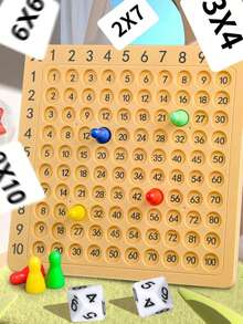 一套乘法表棋盘游戏，包含塑料棋盘、卡片和骰子，互动式数学学习桌面玩具，适合家庭互动、桌面游戏、数学学习和教育工具。 - 彩色 - 查看 11