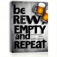 2D Flat, 2D Flat, 2D Flat 1pc 2D Flat Wooden Framed Canvas Artwork, Titled 'Be Rewarded: Empty And Repeat', Featuring A Vintage Beer Sign. This Ready-To-Hang Wall Art Is Ideal For Decorating Dining Rooms And Bars - 無框 - 查看 1