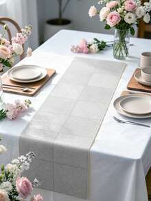 1pc Square Table Runner, Suitable For Restaurant Dining Table Decor, Protect Tabletop, Floral Table Runner, Wedding Party Tablecloth, Birthday Banquet Placemat, Outdoor Country Party Table Runner - Multicolor - View 1