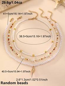 NAIZHU Set de 3 collares con colgante de estrella de mar y concha con estilo bohemio y oceánico, accesorios para mujer para uso diario, citas y vacaciones - Multicolor - Ver 5