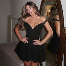 Women 2026 Autumn New Low Cut Backless Solid Color Slim Dress Fashion Gown Femalevestidos Elegantes De Mujer ,, Club Outfit Prom Dresses IP2H - trắng - Xem 3