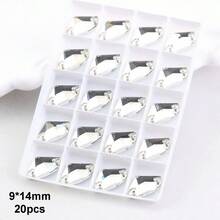 9*14mm, 20pcs/Pack, Flat Bottom Double Hole Exquisite Glass Rhinestones, Axe Shape, For Sewing Wedding Dresses, Handbags, Shoes Decoration, Jewelry Making Accessories - 9*14mm - View 11