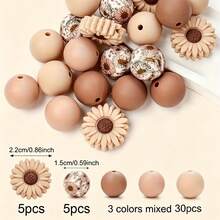 40 PCS Colorful Daisy Sunflower Focus Bead Set, Silicone Beads For DIY Pen Jewelry Making Classic Round Silicone Beads Fashion Key Bag Chain Bracelet Ornament Handicraft Materials Use - Flower-shaped Silicone Beads - View 7