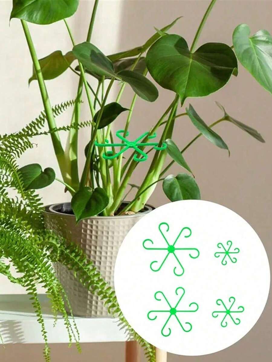 Set de 4 soportes de bambú con forma de caparazón de tortuga, para evitar que se caigan las macetas, estantería para macetas, adecuado para plantas en maceta, lirio de cala, plantas verdes - Multicolor - Ver 1