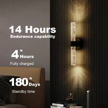 wamblz LED Wall Light Rechargeable With Bubble Column 3 Color Change Dimming Wireless Wall Sconce Nordic Battery Powered Wall Lamp Home Decor For Living Room Bedroom Rental House Stairwell - Black - View 2