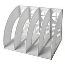 Marte Vanci - Soporte para archivos organizador de libros de computadora de plástico resistente vertical - Gris Claro 4 Secciones - Ver 9