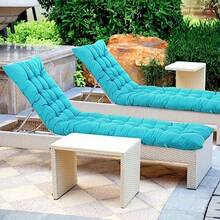 Cojín de Tumbona 67 x 19 Pulgadas - Suave para Gravedad Sofá y Muebles de Césped - 6 Corbatas para Exteriores Interiores Patio Hogar - Sin Reposacabezas Azul - Lago azul - Ver 6