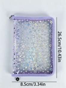 A5 Transparent Laser Starry Sky Loose-Leaf Notebook, Shiny PVC Zipper Pouch, 6-Ring Diary, Card Storage Album - Multicolor - View 6
