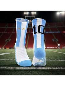 1 Pair Adult Soccer Socks, Non-Slip Silicone Training Thick Terry Cushion Breathable Sports Socks - Multicolor - View 3