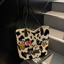 1 chiếc túi đeo vai kiểu chuột Mickey của Disney, túi vải canvas hoạt hình, túi đựng đồ đi học và đi làm. - Hình chữ nhật - Xem 5