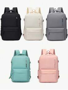 1 Piece Multi-Color Solid Nylon 180° Full Open Large Capacity Shoe Compartment Multi-Pocket Zipper Closure Carry-On Travel Backpack For Air Travel & Vacation - Multicolor - View 6