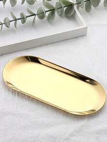 1pc Gold Stainless Steel Disinfection Tray, Oval Mirror Metal Tone, Suitable For Storing Tattoo Tools, Nail Art Tools Accessories Or Household Desktop Storage Tray - View 7