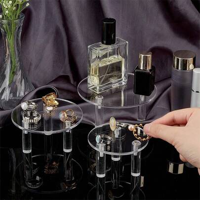 Bộ 2 đế trưng bày bằng acrylic trong suốt, phụ kiện trưng bày mô hình tròn, giá đỡ mini trong suốt cho tượng nhỏ, đồ sưu tầm và triển lãm.