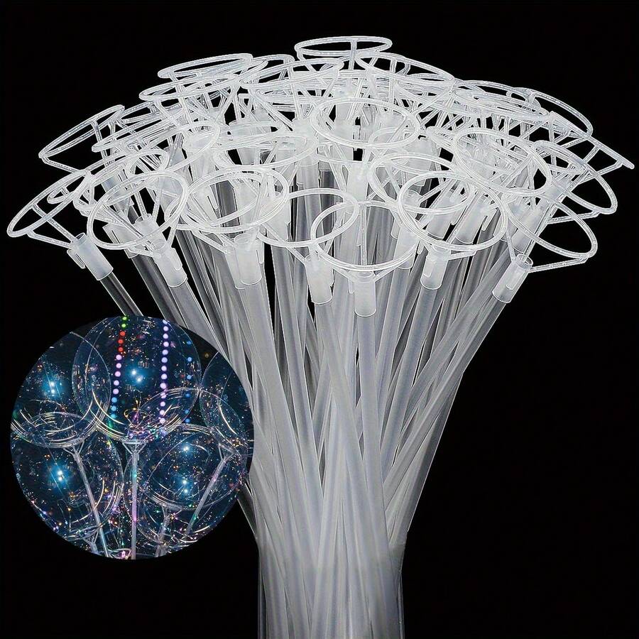 10pcs Transparent Balloon Stick Holders - DIY Bobo Balloon, Wedding Costume Props - View 1