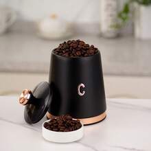 3 Piezas Juego de Tarros para Café, Té y Azúcar, Contenedores de Almacenamiento de Cocina Herméticos en Negro y Oro Rosa con Tapas, Frascos de Almacenamiento de Alimentos para Organización de la Despensa - Dorado - Ver 6