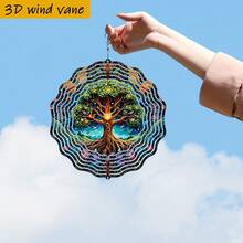 1 chiếc chuông gió hình cây sự sống 3D có móc xoay 360° - Trang trí treo ngoài trời/trong nhà bằng sắt 10 inch với chim, hoa, lá và hạt cườm - Tự làm đồ trang trí sân vườn, đám cưới, Giáng sinh chạy bằng sức gió (Không cần pin/nguồn điện) - Tác phẩm nghệ thuật kim loại bền chắc cho sân hiên, ban công, lối vào (Không bao gồm mặt dây chuyền), kiểu ngẫu nhiên - A - Xem 6