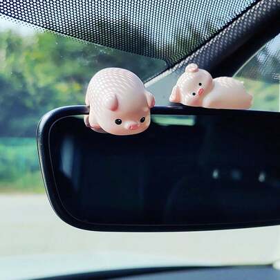 2/1pc Cute Animal Rear View Mirror Accessories, Car Center Screen Decoration Dashboard Ornament, Car Accessories Interior For Women/Men Computer Monitor Decor