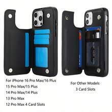Luxury Wallet Phone Case With Double Buckle, Compact Card Slots, Photo Frame Stand, RFID Anti-Theft Function, Magnetic Flip Cover, PU Faux Leather, Compatible With Samsung Galaxy, Business Anti-Drop Protective Cover For Mobile Phones - Black - View 7