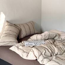 Bộ 3 món, 100% polyester, họa tiết sọc tối giản kiểu Nhật Bản, gồm 2 vỏ gối và 1 vỏ chăn (không kèm ga trải giường). - Hoàng hôn ở Florence - Xem 4