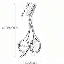 1 pieza Peine y tijeras de acero inoxidable para cejas, tijeras para recortar y dar forma a las cejas para mujeres y hombres - Plateado - Ver 5