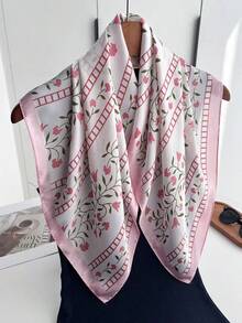 1 chiếc khăn quàng cổ/khăn choàng kiểu bandana bằng lụa giả, in họa tiết hoa nhí. - Nhiều màu - Xem 5