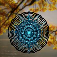 1pc Metal Mandala Flower Themed Wind Spinner, Outdoor Wind Chime, Patio Decor, Memorial Wind Chime, Birthday Holiday Gift, Front Yard Decor, Garden Path Decor, Summer Party Decor, Backyard Decor (Pendant Not Included), Random Style - A - View 10