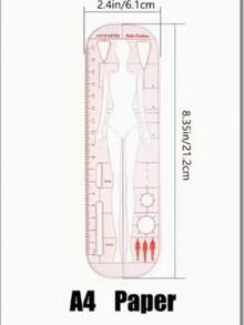 1 buc. set de rigle șablon pentru desen la modă, riglă pentru design vestimentar cu figură umană, riglă de măsurare curbată cu hârtie A4 pentru tipare și manual de instrucțiuni - Stiluri multiple - Vizualizare 10