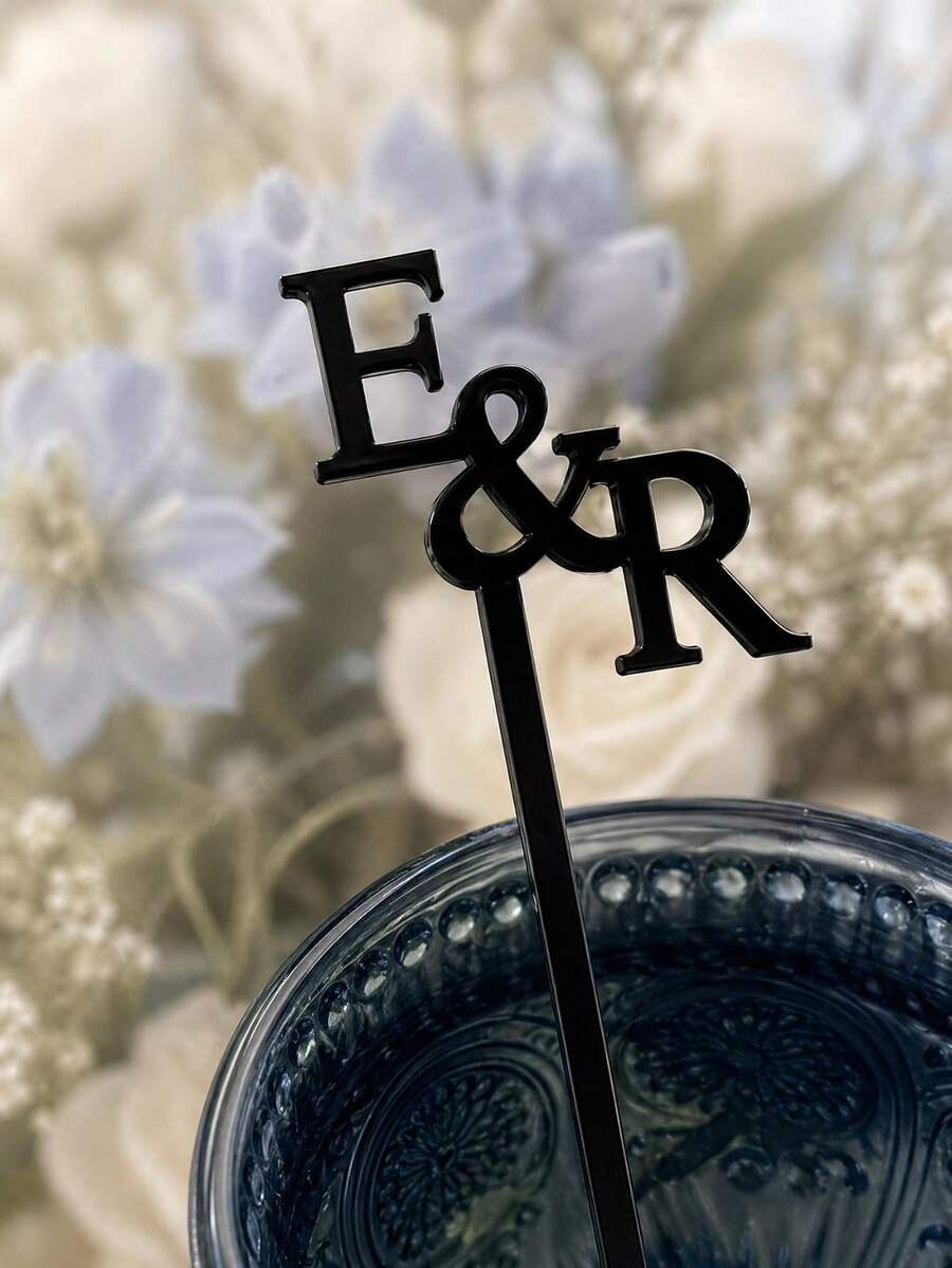 10/30/50/100pcs Customized Name Stir Sticks, Personalized Acrylic Cocktail Stirrers, Single Initial Drink Stirrers For Wedding Party - Multicolor - View 1