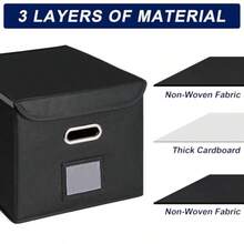 CADONO - Caja organizadora de archivos con tapa organizador grande para colgar archivos con diapositiva de plástico cajas de almacenamiento plegables portátiles para oficina decoración/hogar - negro - Ver 7