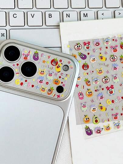 Shockproof 1pc Birthday Sausage Teddy Bear Sticker With Monster Mouth Shape Compatible With IPhone 11 Pro/12 Pro/13 Pro/14 Pro/15 Pro/16 Pro/17 Pro Camera Lens And Phone Case Can Be Gift For Friends And Family Birthday Gift Party