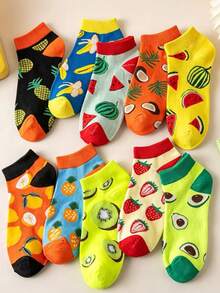 5 Pairs/10 Pairs/15 Pairs/20 Pairs Men's Fashion Fruit Pattern Series Versatile Short Socks Random Delivery - Multicolor - View 4