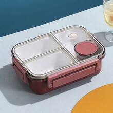 niceforyou 3-Compartment Stainless Steel Bento Box With Mini Sauce Container, Leak-Proof Portable Divided Lunch Box With Utensils, Microwave- Food Storage Container, Suitable For Office, School, Picnic - Multicolor - View 9