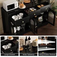 strundghti Farmhouse Narrow Sideboard Cabinet, 55'' Compact Storage Buffet With 3 Drawers And Adjustable Shelving For Small Kitchen And Living Spaces - Black - View 2