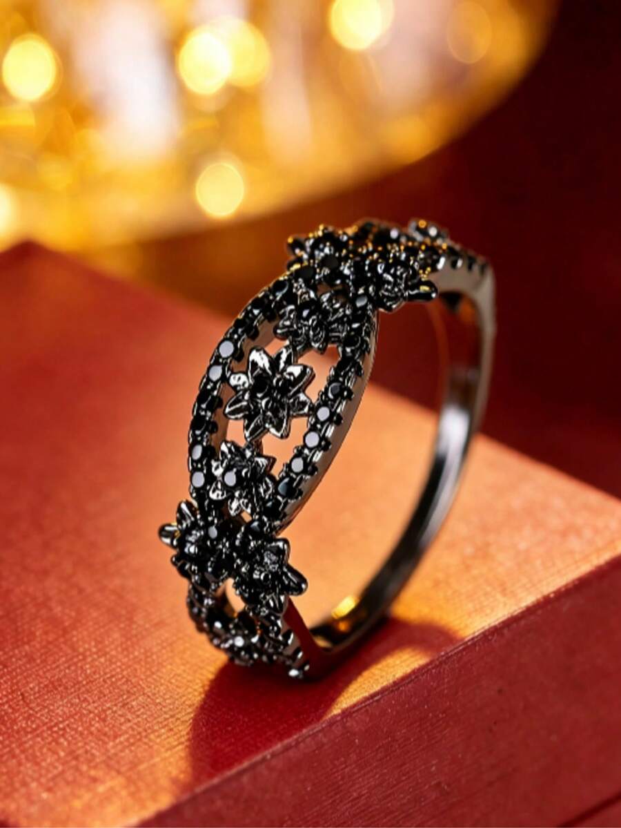 1 chiếc nhẫn phong cách retro Starburst Flower Hiphop độc đáo, đa năng cho việc đi lại hàng ngày và phối cùng trang phục văn hóa đường phố, một phụ kiện độc đáo. - nhẫn - Xem 1