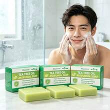 Jabón de aceite esencial de árbol de té - Jabón facial de limpieza profunda para hombres y mujeres, jabón de limpieza y baño - Jabón de árbol de té-3 - Ver 6